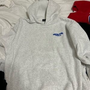 White fox hoodie barley worn